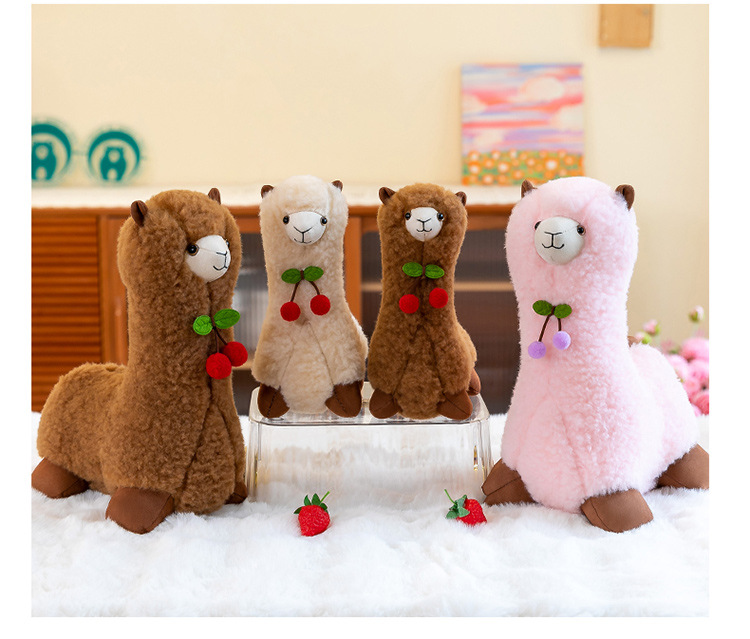 Factory Promotion High Quality Cherry Alpaca Stuffed Animals Wholesale Super Soft Plush Toy Kawaii Sleeping Cushion 11