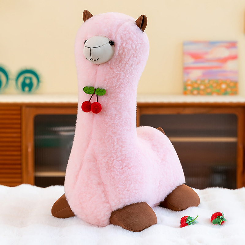 Factory Promotion High Quality Cherry Alpaca Stuffed Animals Wholesale Super Soft Plush Toy Kawaii Sleeping Cushion 18
