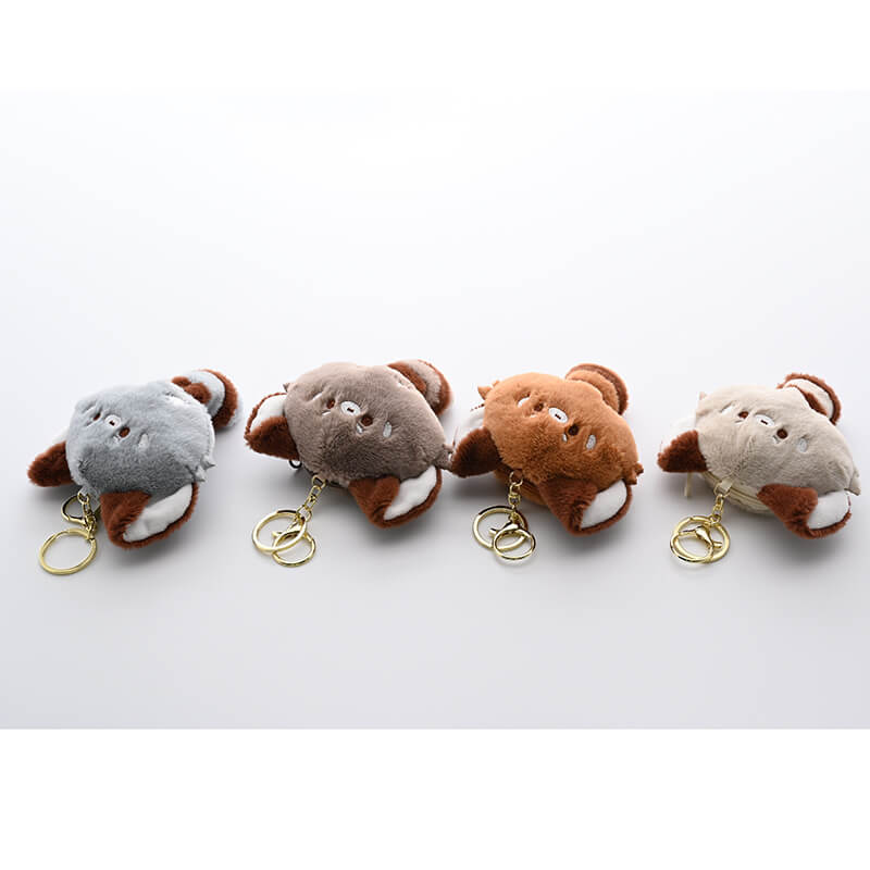 Оптовая продажа милых миниатюрных плюшевых енотов, красных панд, чехлов для монет, кошельков, мягких игрушек-брелоков, маленьких сумочек. 12