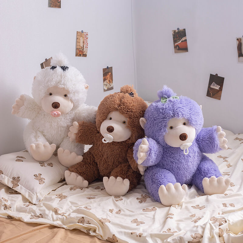 Adorable Brown Purple White Cute Bigfoot Monster Plush Toy Soft Cartoon Stuffed Animal Little Monkey Plush Toy For Kids 11