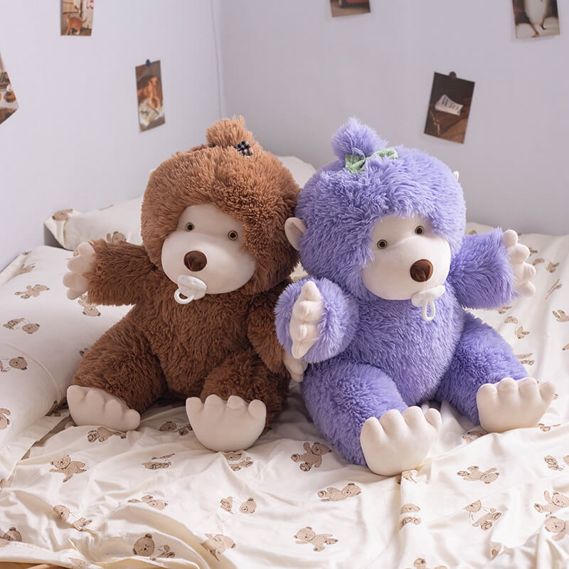 Adorable Brown Purple White Cute Bigfoot Monster Plush Toy Soft Cartoon Stuffed Animal Little Monkey Plush Toy For Kids 12