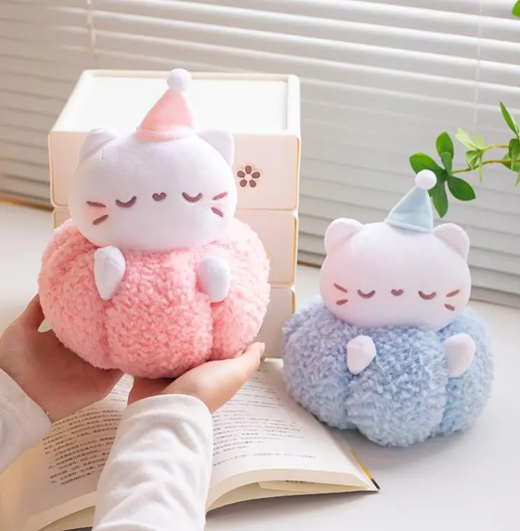 Super Cute pumpkin Kitten doll Custom Plush Kawaii cat toy Stuffed Animal pillow home decoration children gifts 1
