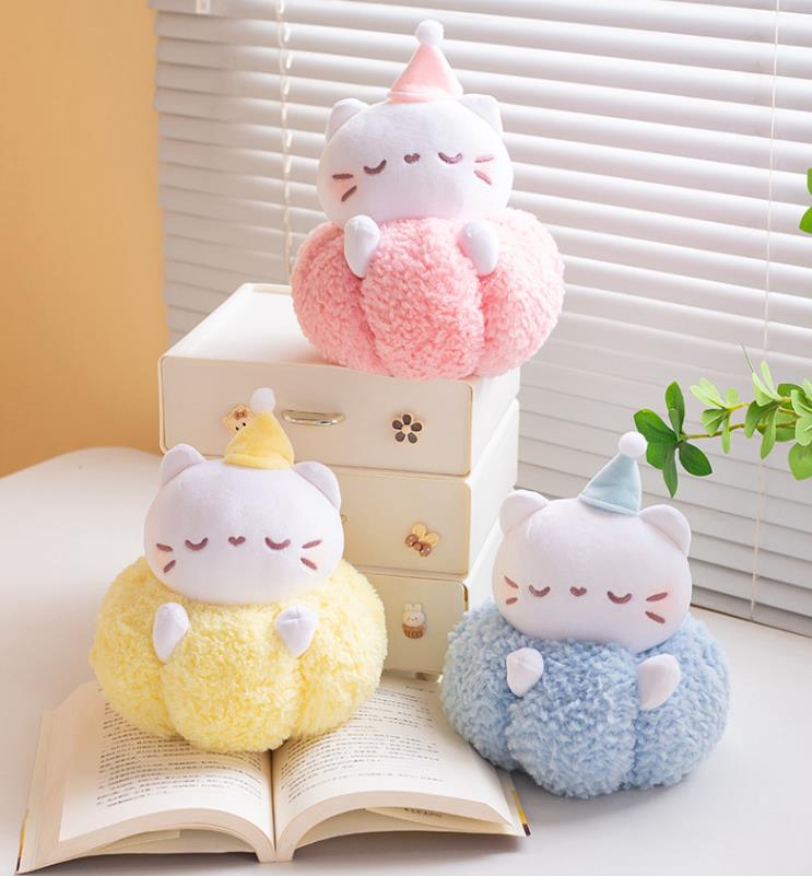 Super Cute pumpkin Kitten doll Custom Plush Kawaii cat toy Stuffed Animal pillow home decoration children gifts 10