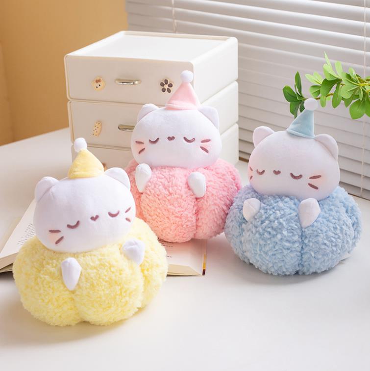 Super Cute pumpkin Kitten doll Custom Plush Kawaii cat toy Stuffed Animal pillow home decoration children gifts 11
