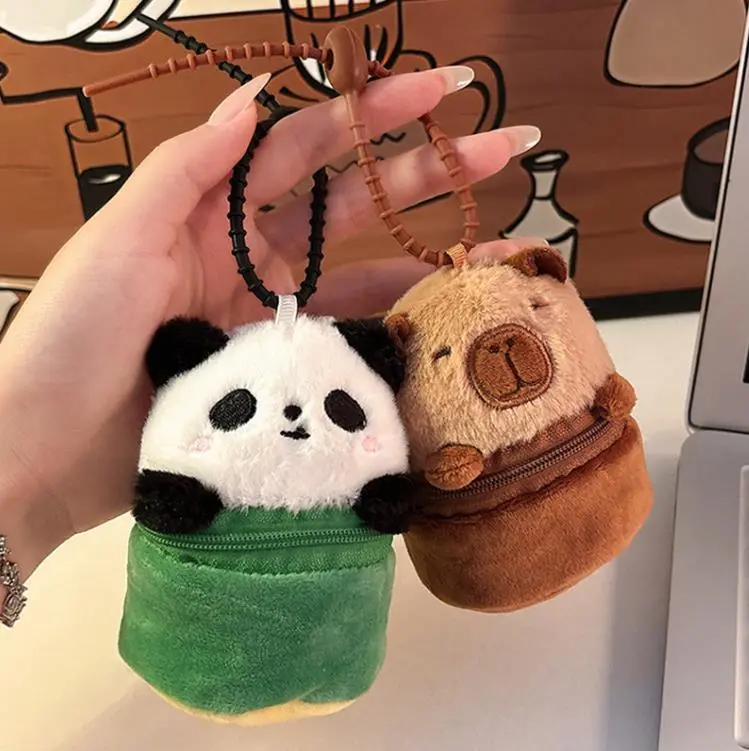 Lindo Panda Capibara Peluche Juguete Bolsa Adornos Colgantes Muñeca Capibara Peluche Llavero Coche Colgante Capibara 1