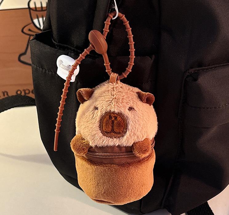 Lindo Panda Capibara Peluche Juguete Bolsa Adornos Colgantes Muñeca Capibara Peluche Llavero Coche Colgante Capibara 12