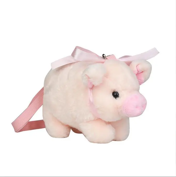 Fashion Cute Pink Pig Plush Bags Cross Body Shoulder Bag With Long Strip Animals Toy Bag For Girl Children 1