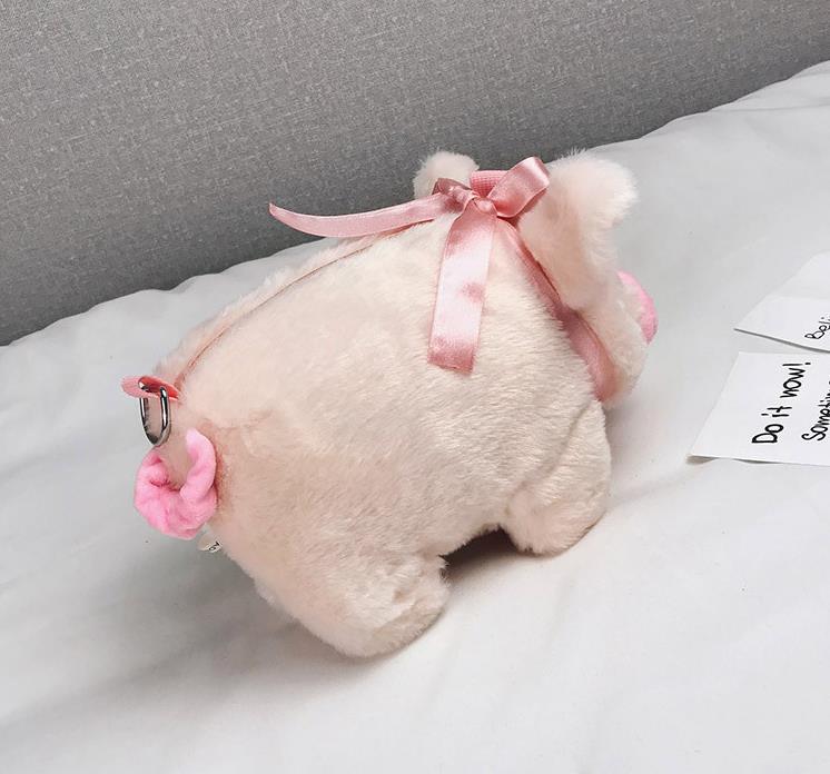 Fashion Cute Pink Pig Plush Bags Cross Body Shoulder Bag With Long Strip Animals Toy Bag For Girl Children 9