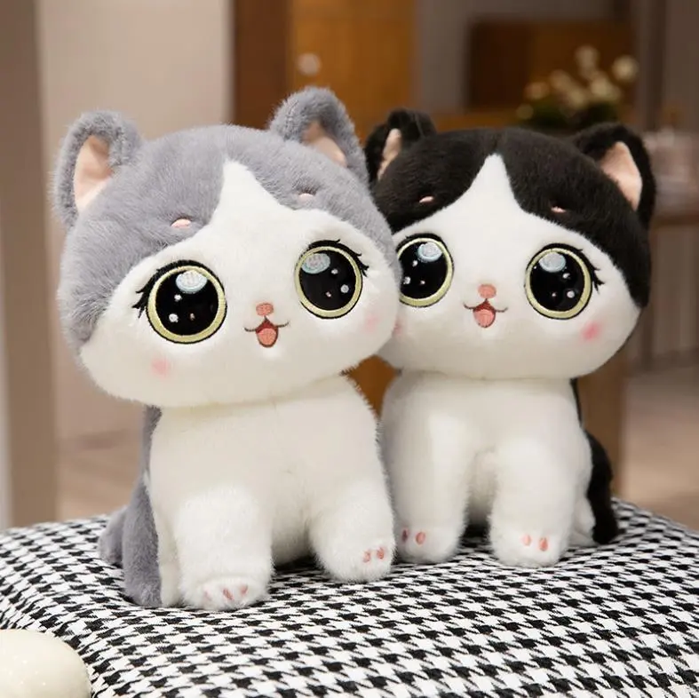 kawaii Big Eyes Cat Stuffed Animals Toy Sitting Kitty Doll Super Soft Manufacturer Design Plushie 1