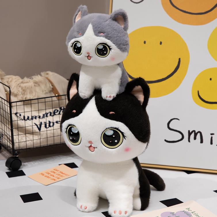 kawaii Big Eyes Cat Stuffed Animals Toy Sitting Kitty Doll Super Soft Manufacturer Design Plushie 14