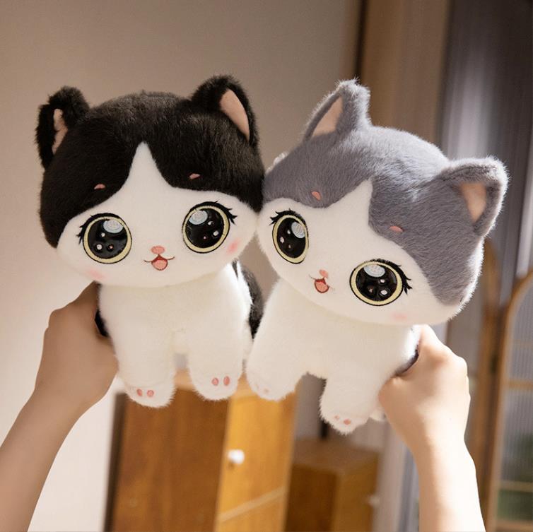 kawaii Big Eyes Cat Stuffed Animals Toy Sitting Kitty Doll Super Soft Manufacturer Design Plushie 15