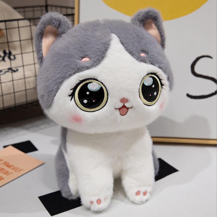 kawaii Big Eyes Cat Stuffed Animals Toy Sitting Kitty Doll Super Soft Manufacturer Design Plushie 12