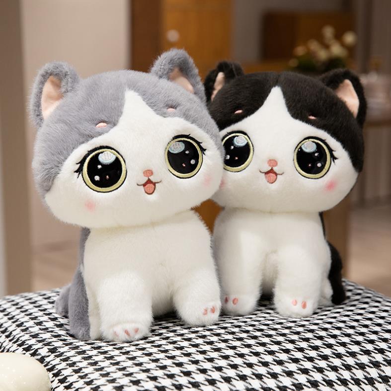 kawaii Big Eyes Cat Stuffed Animals Toy Sitting Kitty Doll Super Soft Manufacturer Design Plushie 17