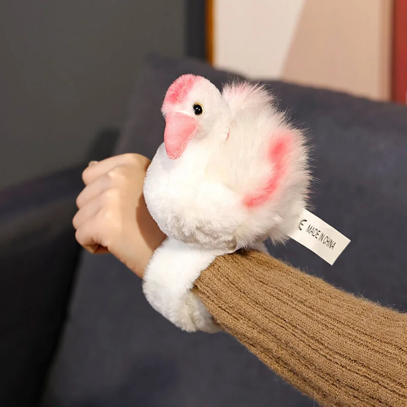 Kawaii  ​Pink Flamingo Plush Toy Slap Snap Wrap Wristband Bracelet  Lovely Bird Hand Ring  Lovely Bird Hand Ring (23 cm) 1