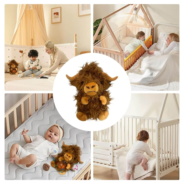 Wholesale Highland Cow Stuffed Animals Breathing with Rhythmic Breathing Motion & Music Lights Sleep Buddy Plushie(30cm) 10