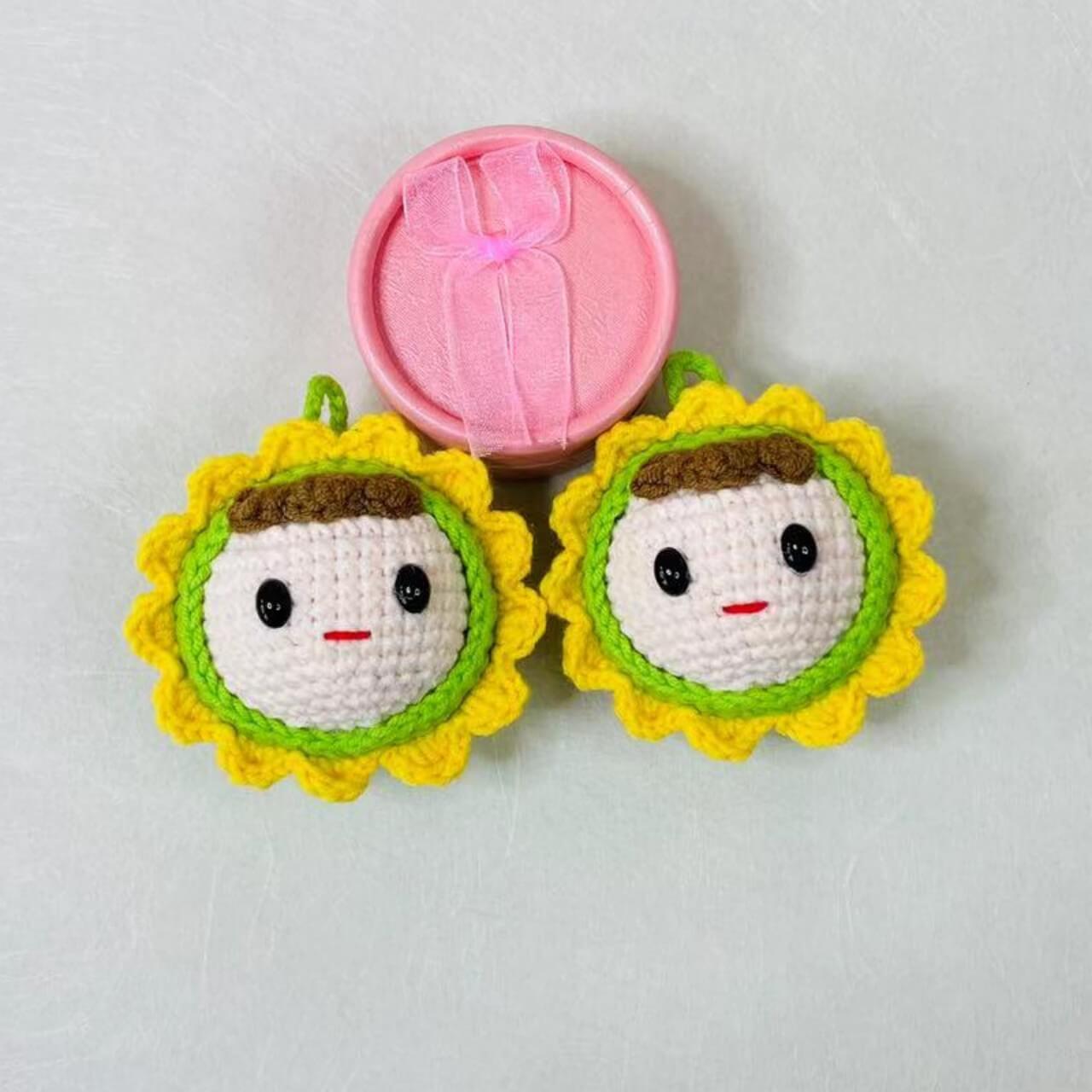 Knitted Wool Sunflower Ball Crochet Plushies Handmade Pendant 8
