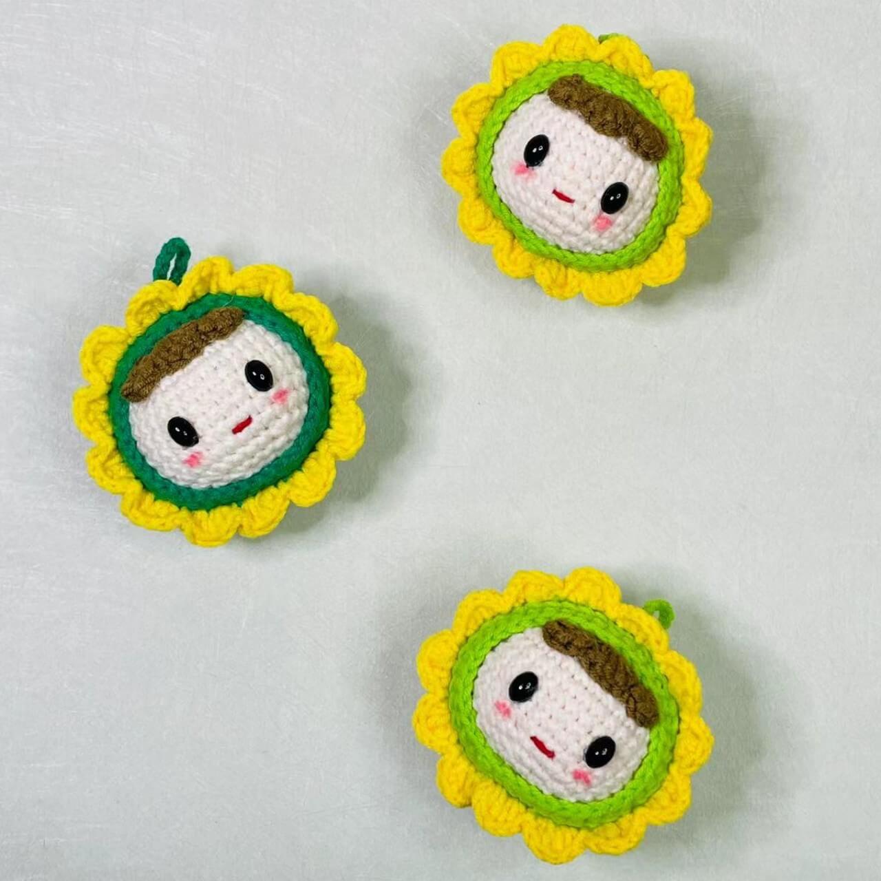 Knitted Wool Sunflower Ball Crochet Plushies Handmade Pendant 10