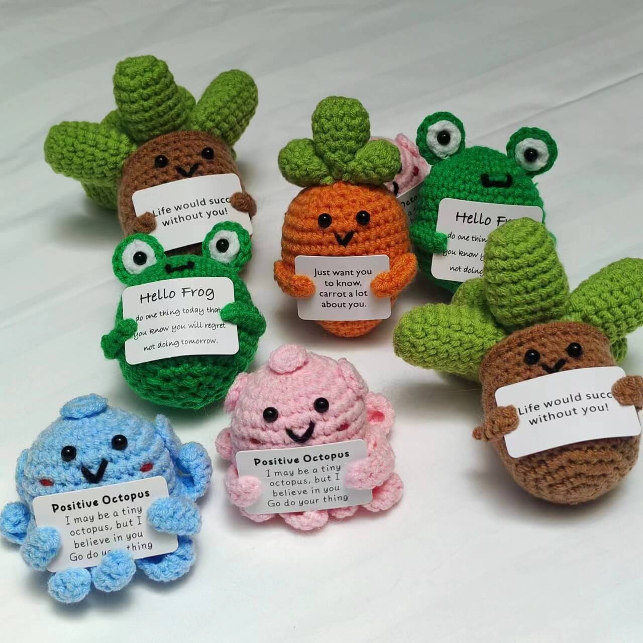 Handmade Crocheted Positive Duck Toy Cute Positive Energy Emoji Crochet Stuffed Animals 12