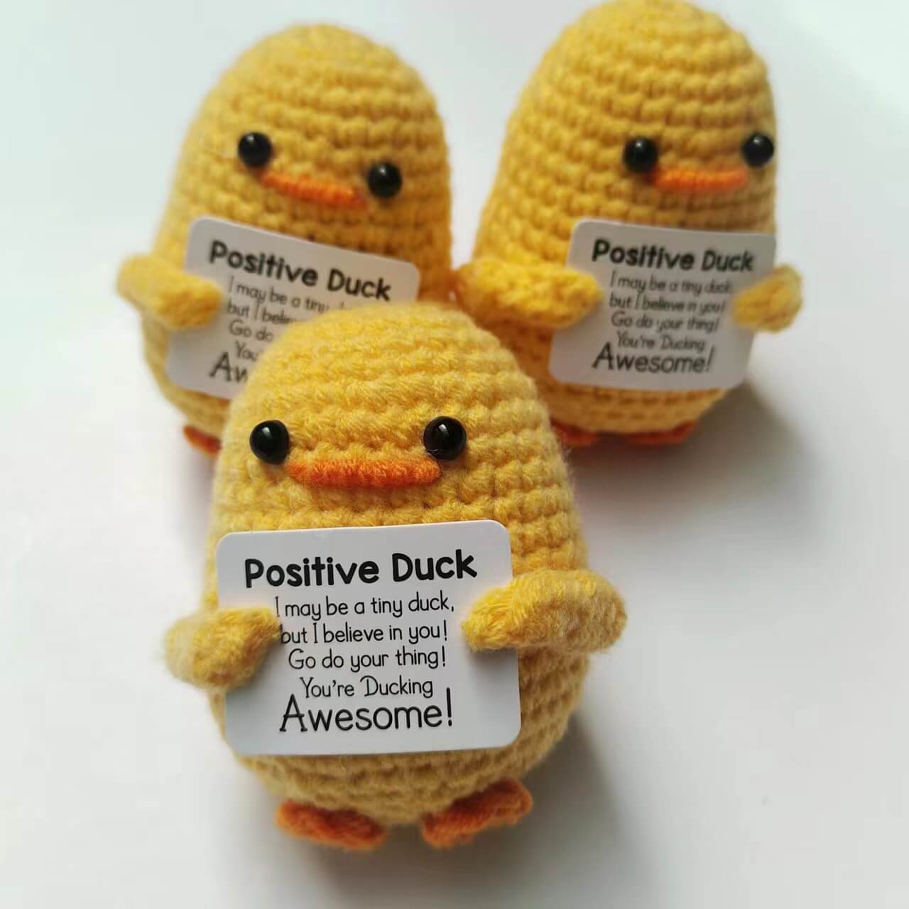 Handmade Crocheted Positive Duck Toy Cute Positive Energy Emoji Crochet Stuffed Animals 9