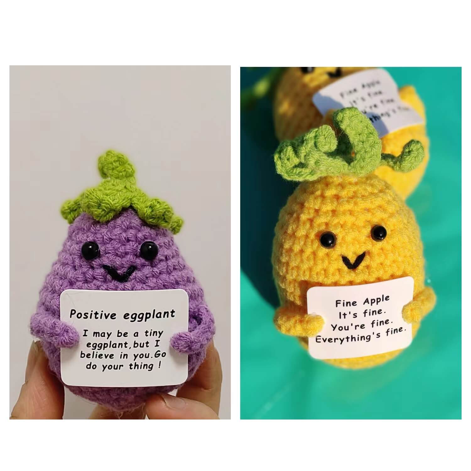 Handmade Crocheted Positive Duck Toy Cute Positive Energy Emoji Crochet Stuffed Animals 13