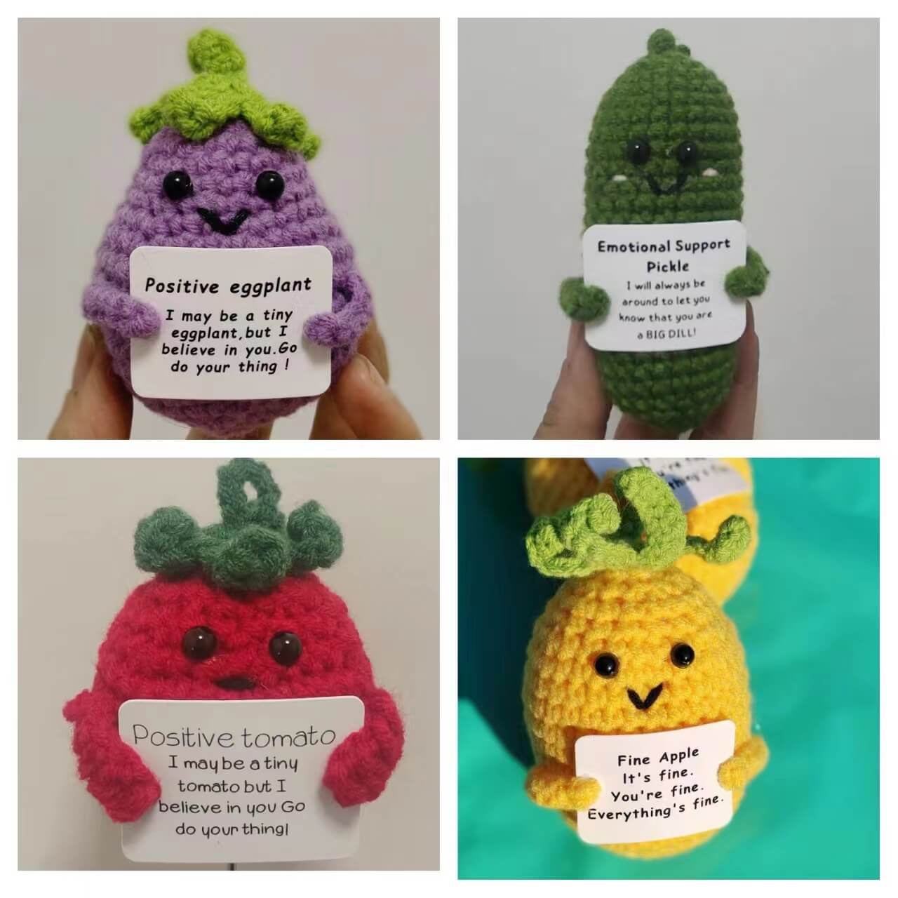 Handmade Crocheted Positive Duck Toy Cute Positive Energy Emoji Crochet Stuffed Animals 11