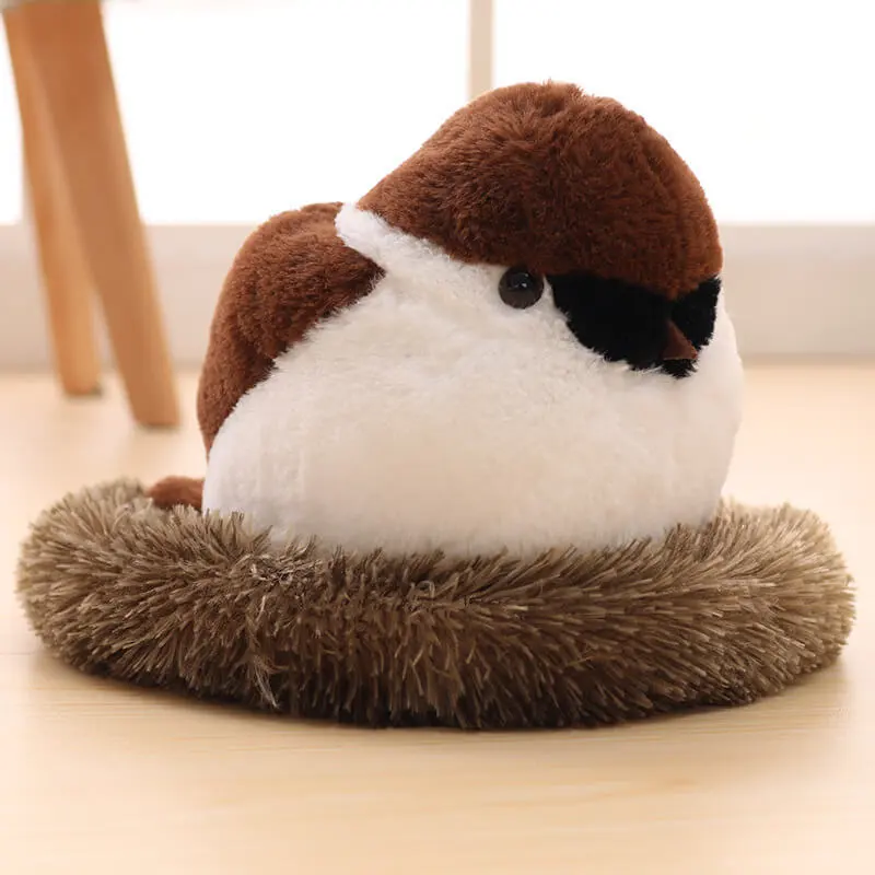 Wholesale Soft Cute Simulation Bird Doll Finch Plush Toy Birdhouse  Sparrow Bird Stuffed Animal  Toy(25/35/45cm) 1