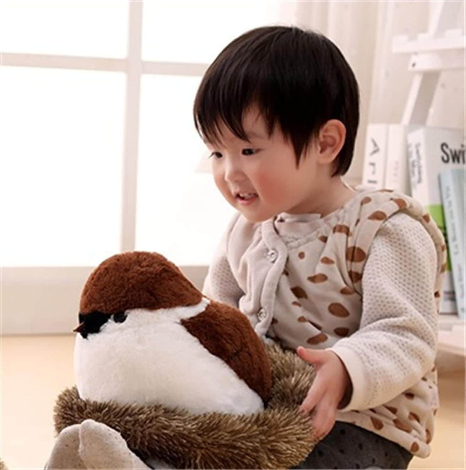 Wholesale Soft Cute Simulation Bird Doll Finch Plush Toy Birdhouse  Sparrow Bird Stuffed Animal  Toy(25/35/45cm) 12