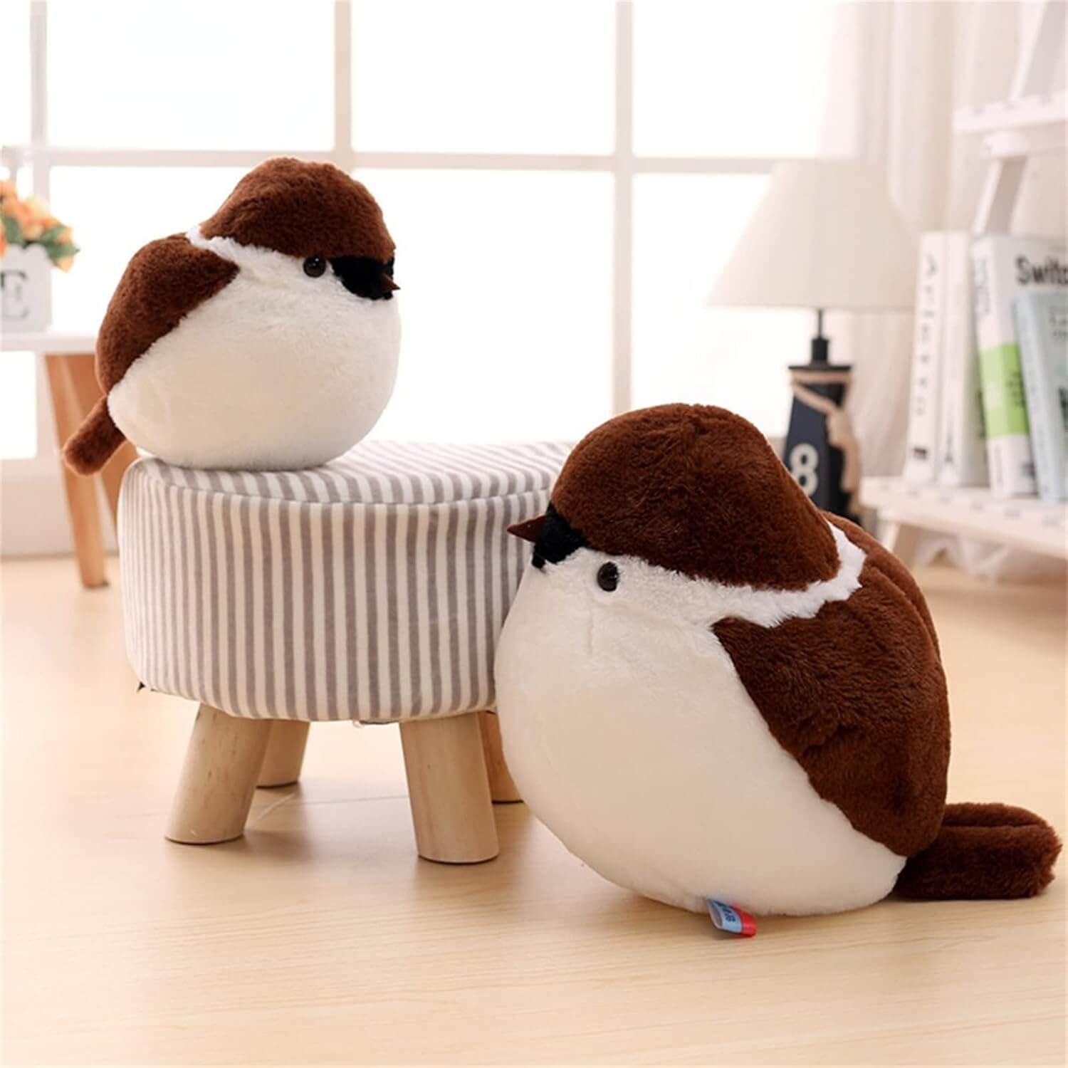 Wholesale Soft Cute Simulation Bird Doll Finch Plush Toy Birdhouse  Sparrow Bird Stuffed Animal  Toy(25/35/45cm) 11