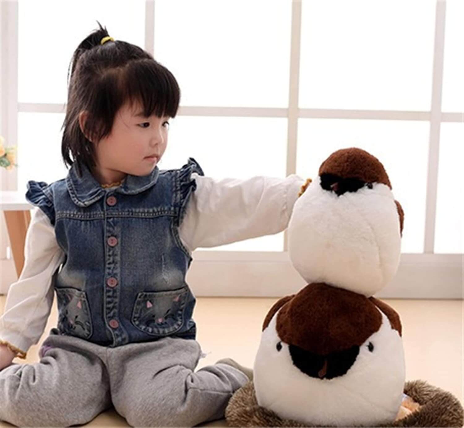Wholesale Soft Cute Simulation Bird Doll Finch Plush Toy Birdhouse  Sparrow Bird Stuffed Animal  Toy(25/35/45cm) 13