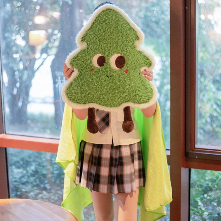 Green Christmas Tree Plush Pillow With Blanket Super Soft Winter Home Decoration 12