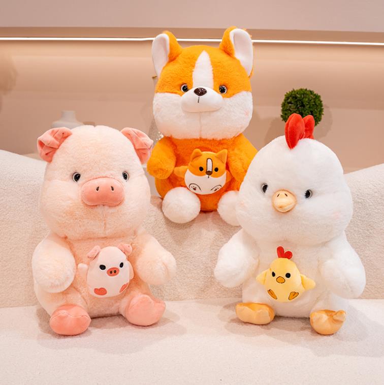 New Product Soft Dog Pig Chicken Stuffed Animal Toys Fat Animals Plush Pillow Baby Girl Gift 9