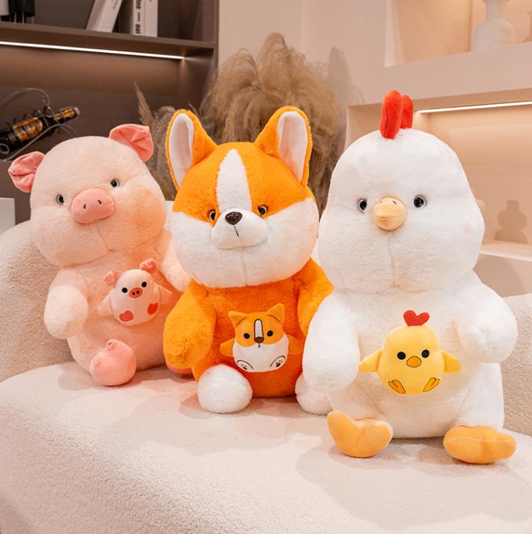 New Product Soft Dog Pig Chicken Stuffed Animal Toys Fat Animals Plush Pillow Baby Girl Gift 10