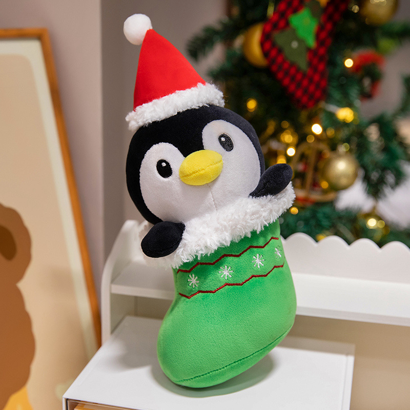 Custom Christmas Plush Ornaments Greey Tree Penguin Santa Christmas Plush Toy 9