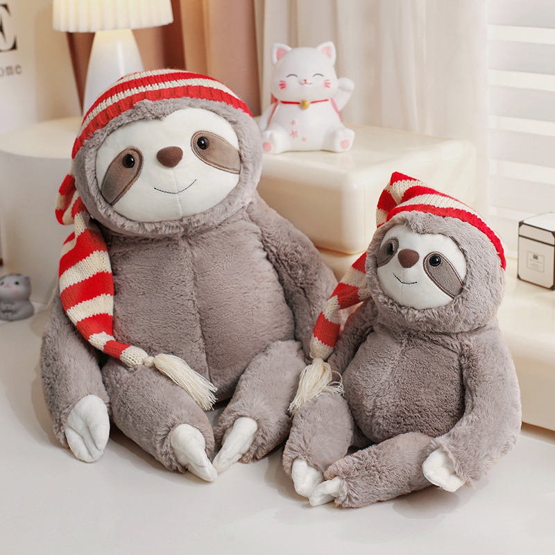 Christmas Plush Ornaments Stuffed Sloth with Christmas Hat Animal Pillow Plush Toy Christmas 9