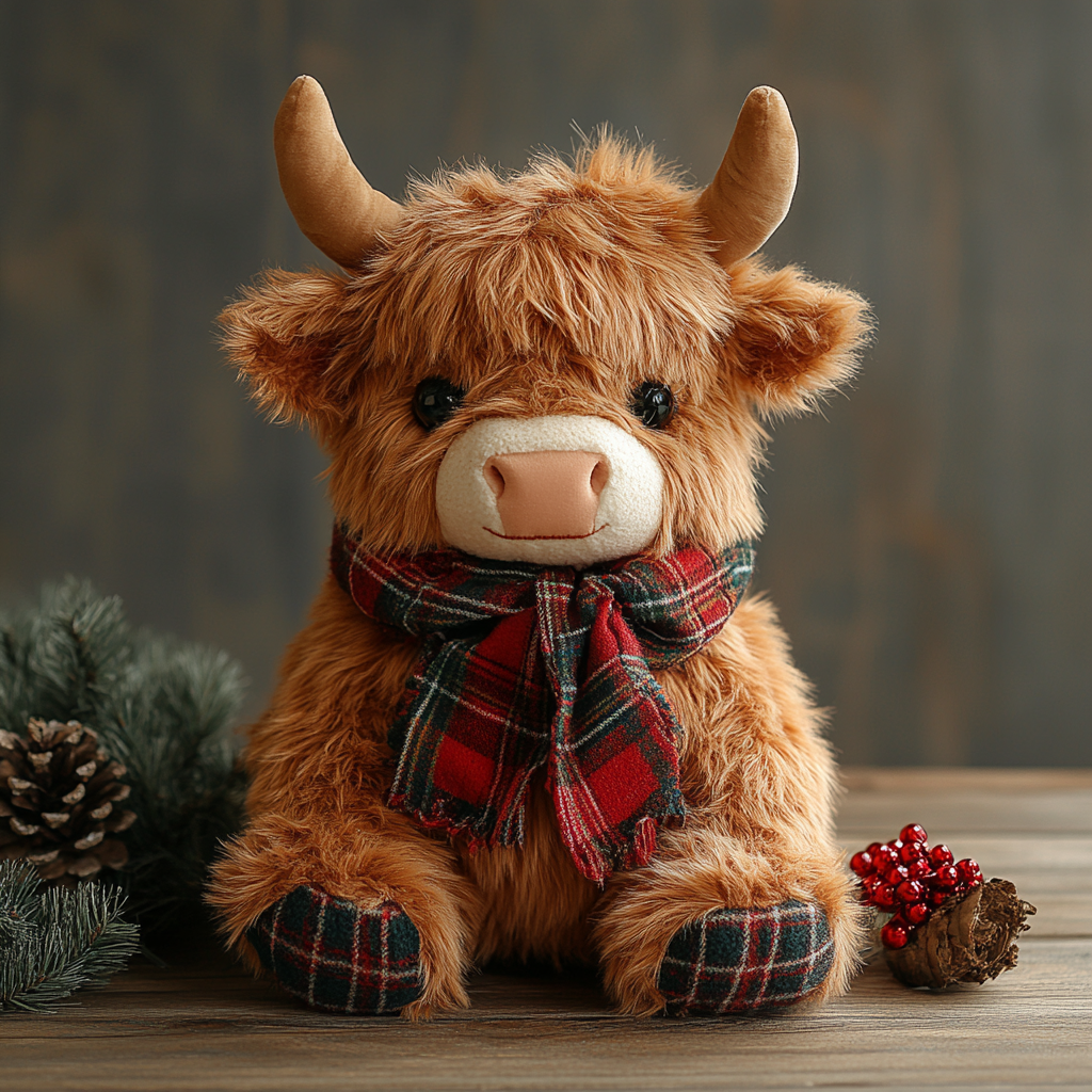 Custom Highland Cow Stuffed Animal Your Exclusive Plush Companion Personalized toys With Christmas Accessories 9
