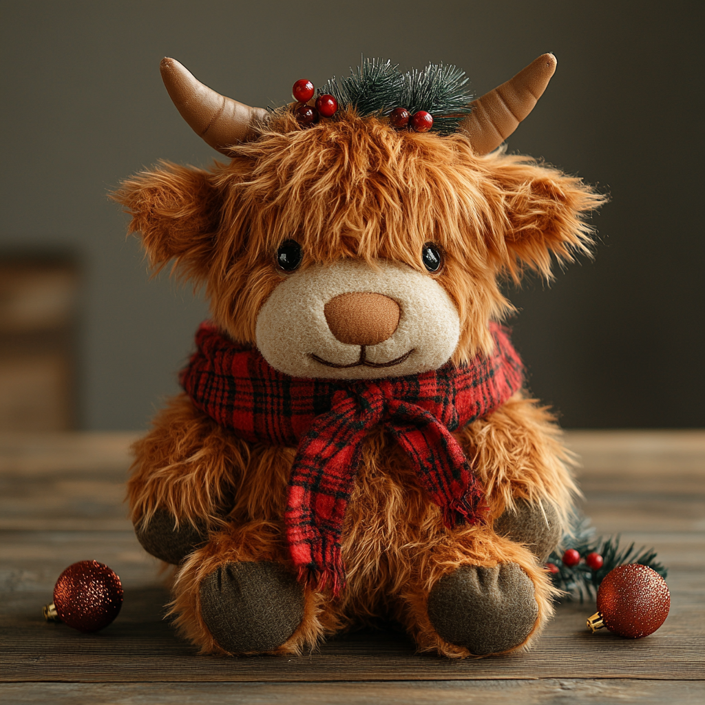 Custom Highland Cow Stuffed Animal Your Exclusive Plush Companion Personalized toys With Christmas Accessories 8