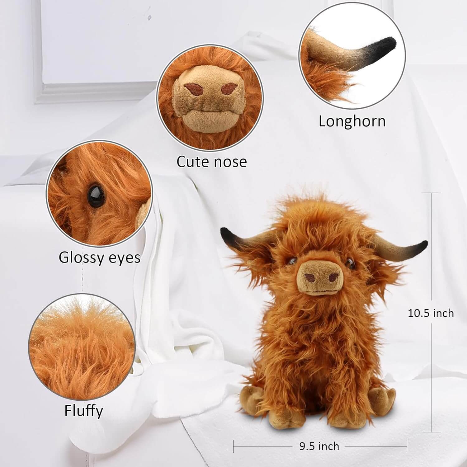 Scottish Highland Cow Plush Cute Realistic Cow Stuffed Animals Soft Farm Plushie Toy Highland Cow Plush Toy 14