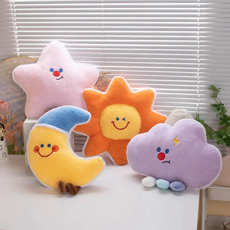 Cute Design Stuffed Animal Kawaii Sun Moon Cloud Mountain Plushie Soft Pillow cushion 1