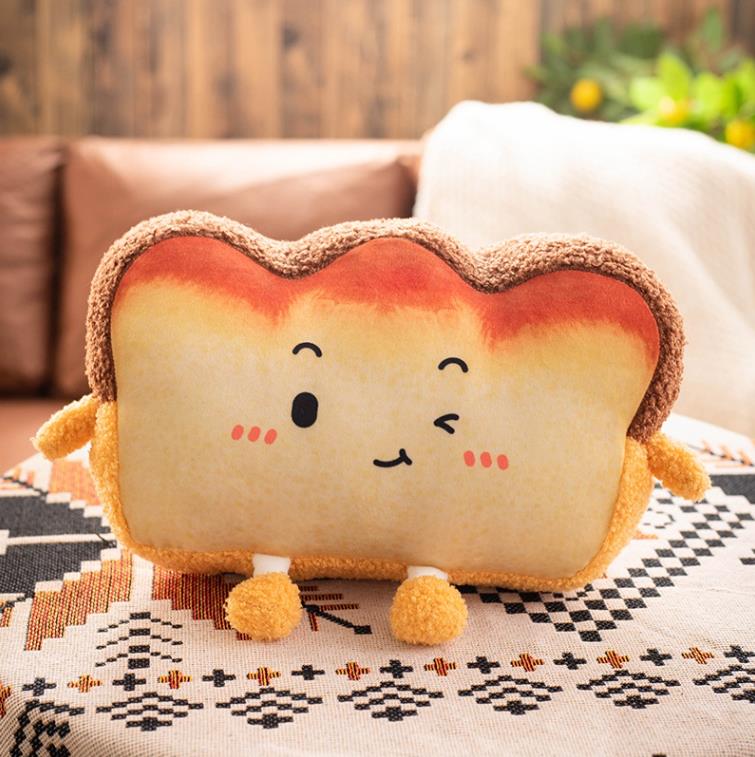 Toast Bread Plush Pillow Sofa Cushion Simulated Printed Soft Plushies Stuff Food Plush Toy 13