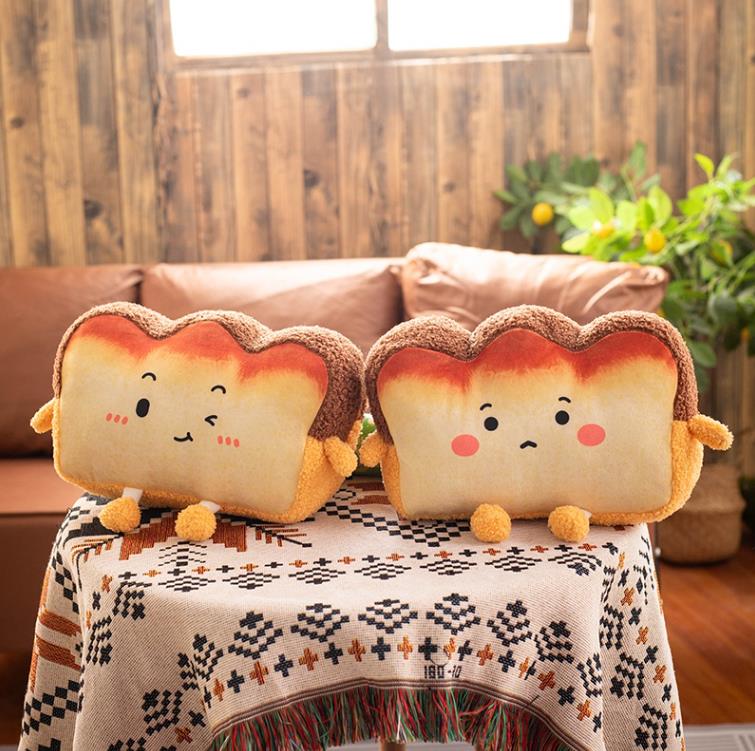 Toast Bread Plush Pillow Sofa Cushion Simulated Printed Soft Plushies Stuff Food Plush Toy 10