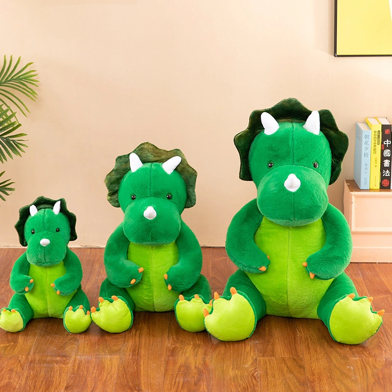 60-110 CM  Soft Green Triceratops Stuffed Animal Lovely Dinosaur Plush Toy  Cotton Doll Soft Baby Hug Pillow Kids Gift 1