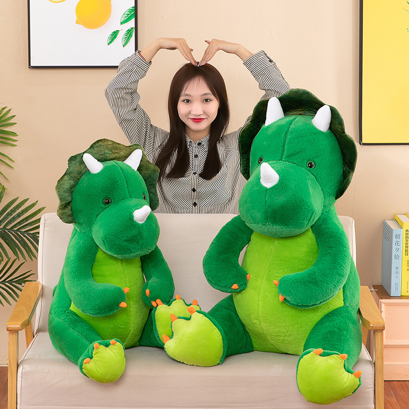 60-110 CM Soft Green Triceratops Stuffed Animal Lovely Dinosaur Plush Toy Cotton Doll Soft Baby Hug Pillow Kids Gift 14
