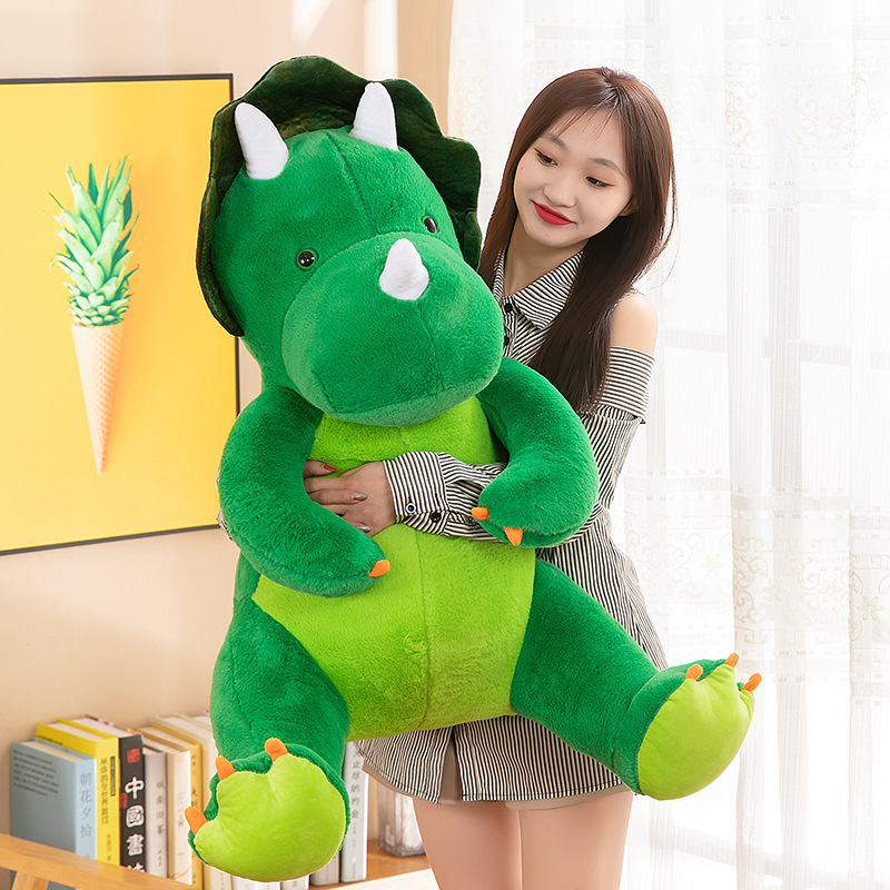 60-110 CM Soft Green Triceratops Stuffed Animal Lovely Dinosaur Plush Toy Cotton Doll Soft Baby Hug Pillow Kids Gift 12