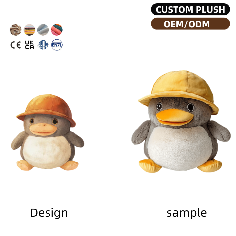 Factory Custom Cute Platypus Plush Toy With Yellow Hat Low MOQ Manufacturer Stuffed Animals Plushies Soft Dolls 5