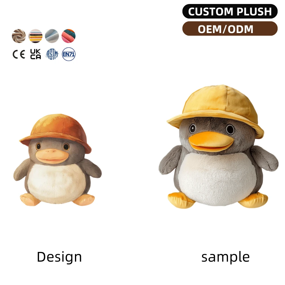 Factory Custom Cute Platypus Plush Toy With Yellow Hat Low MOQ Manufacturer Stuffed Animals Plushies Soft Dolls 1