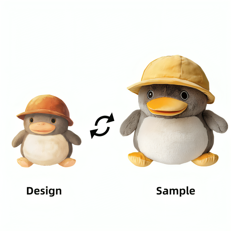 Factory Custom Cute Platypus Plush Toy With Yellow Hat Low MOQ Manufacturer Stuffed Animals Plushies Soft Dolls 6