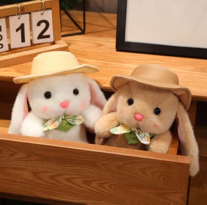 Kawaii Plush Bunny Long Ear Rabbit Stuffed Toy Soft Toys Custom Plush Bunny With Hat 11