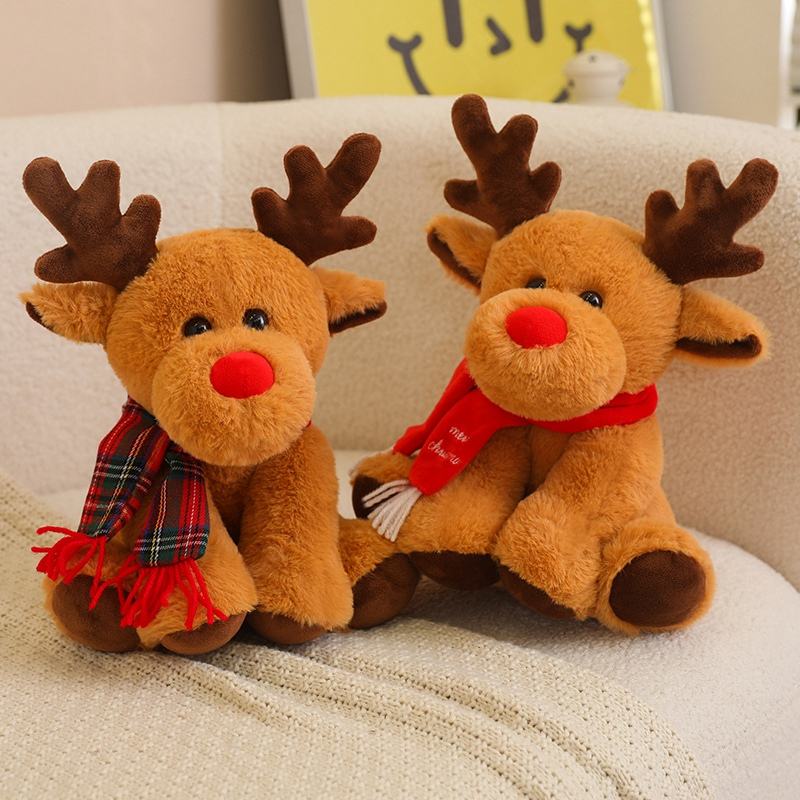 Christmas Plush Moose with Scarf Soft Toys Custom Plush Stuffed Animals Toys Plush Doll 11