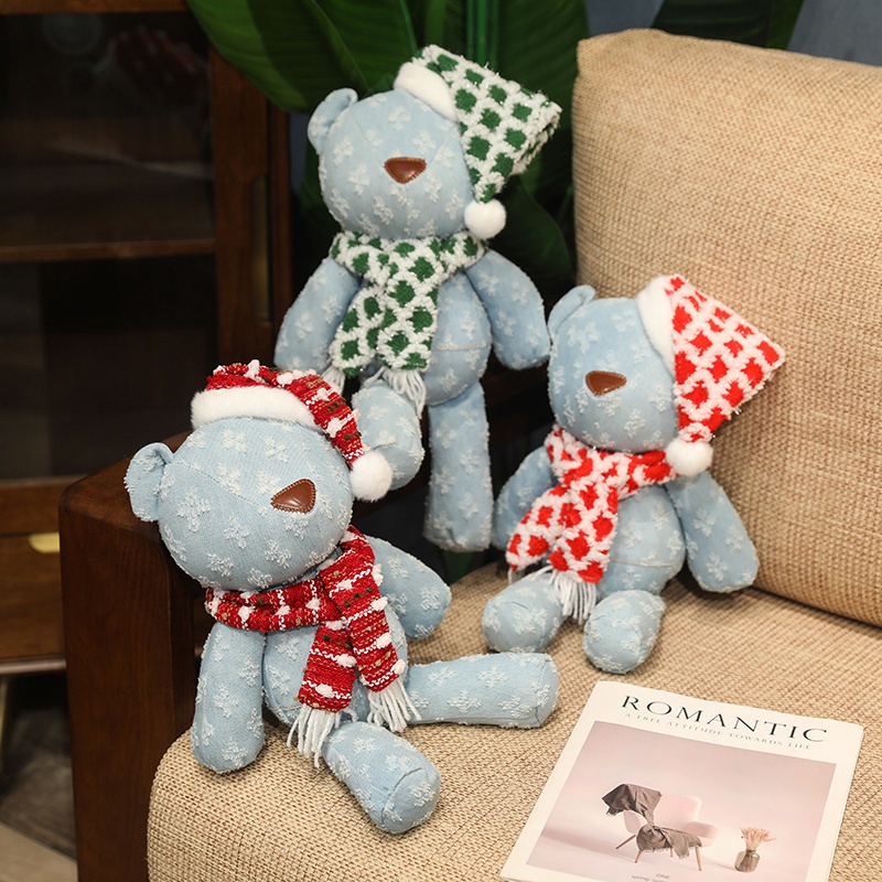 Mascota de oso de peluche personalizada para invierno, muñeco de peluche, juguetes de peluche navideños al por mayor 8