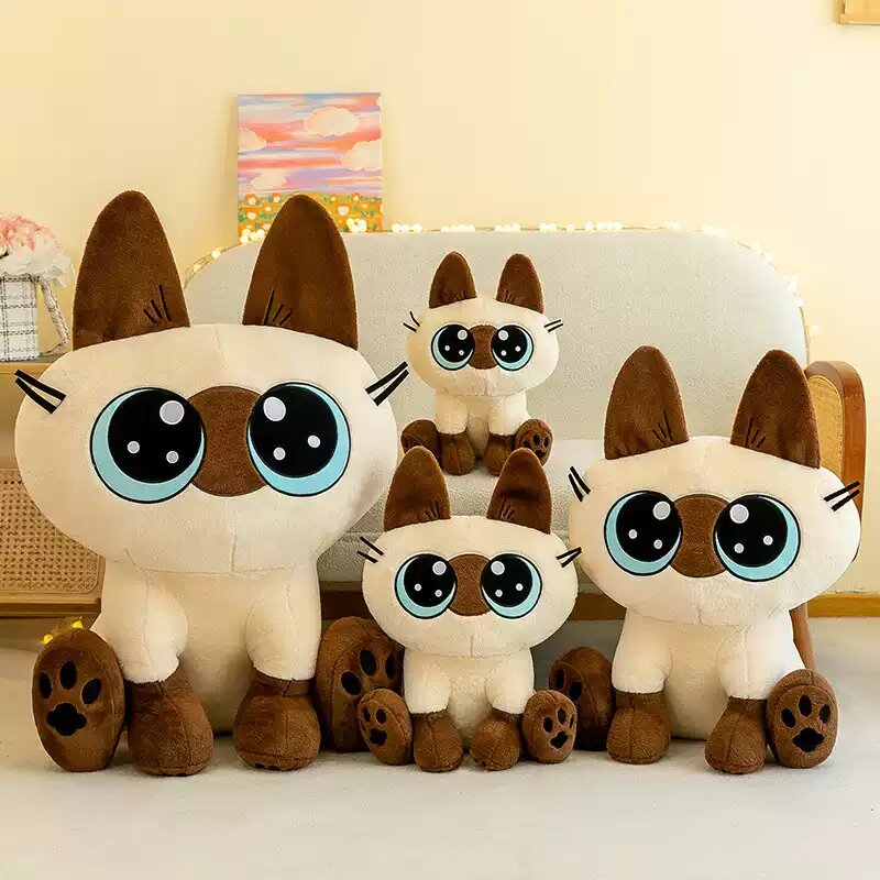 Популярная плюшевая игрушка в виде сиамской кошки, размером 35-90 см, очень мягкая и приятная на ощупь. Очаровательная игрушка для детей и любителей кошек. 11